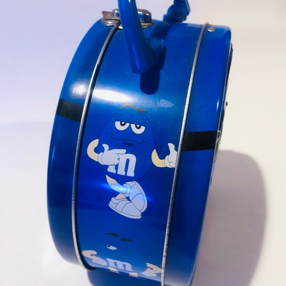 M & M’s metal lunchbox lightweight Blue RARE Vintage - Picture 2 of 6